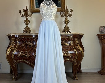 NWT Women’s formal Illusion rhinestone bodice evening prom dress