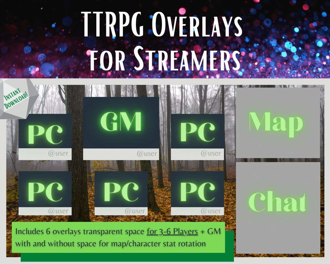 Type R Overlays TTRPG Overlays for Streamers - Fog Forest - Multiple Party Sizes D&D ...