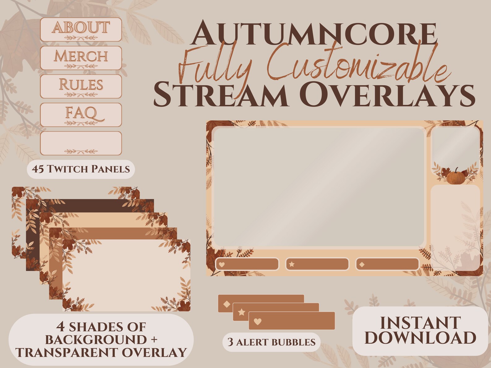 Fall Streamer Designs Animated - Autumncore Overlay Set for Twitch Streamers - Fall Themed ...
