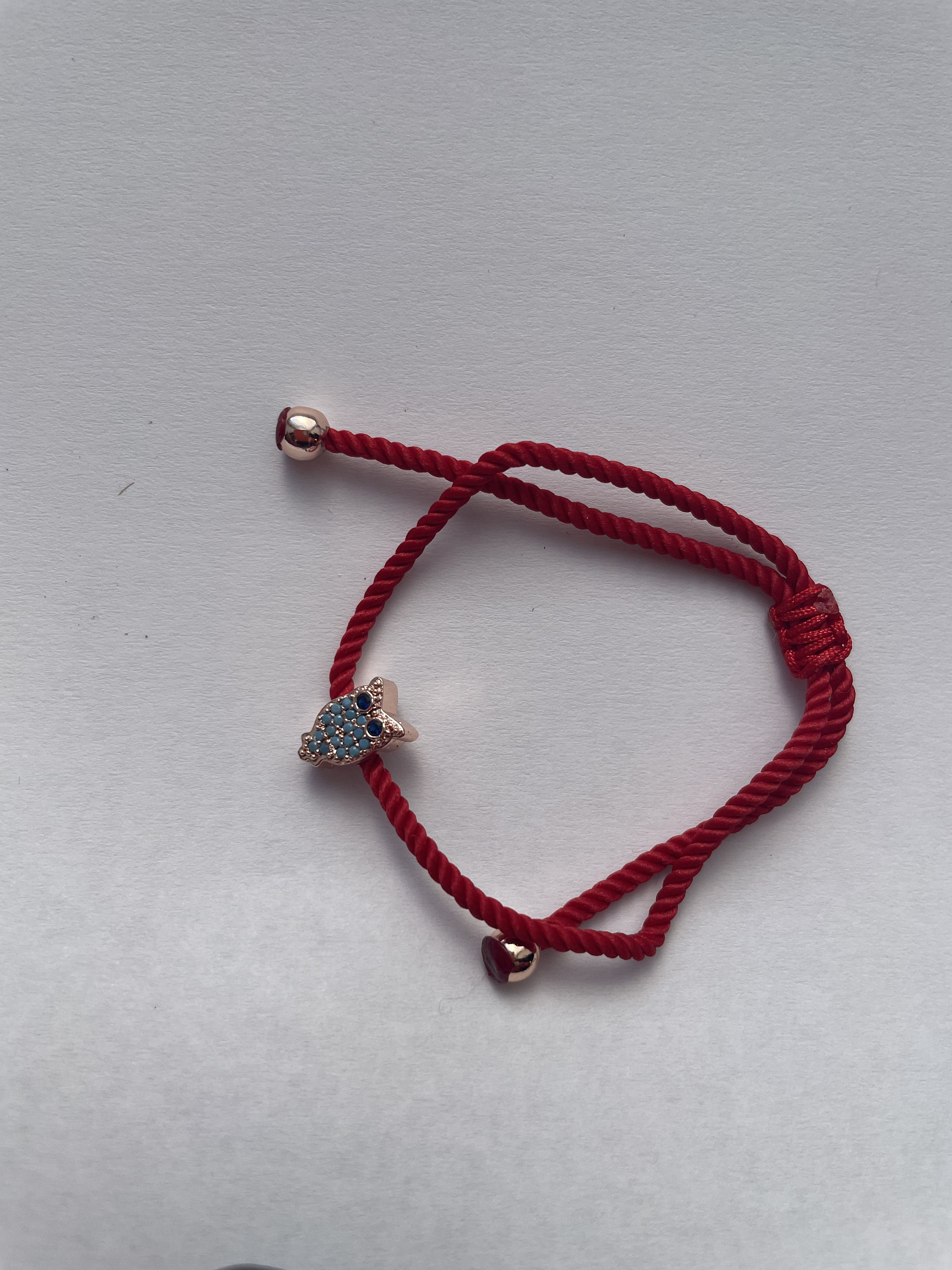 Adjustable Bracelet Red String Zirconium Owl Charm