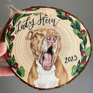 Hand Painted Pet Ornament, Pet Wood Slice Ornament, Custom Pet Ornament, Christmas Pet Gift, Dog Mom Gift, Dog Dad Gift