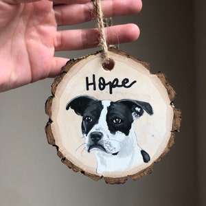 Hand Painted Pet Ornament, Pet Wood Slice Ornament, Custom Pet Ornament, Christmas Pet Gift, Dog Mom Gift