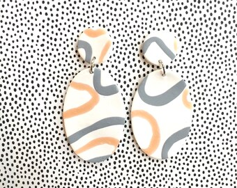 colorful earrings modern three-tiered earrings fun handmade polymer statement earrings made in Ohio