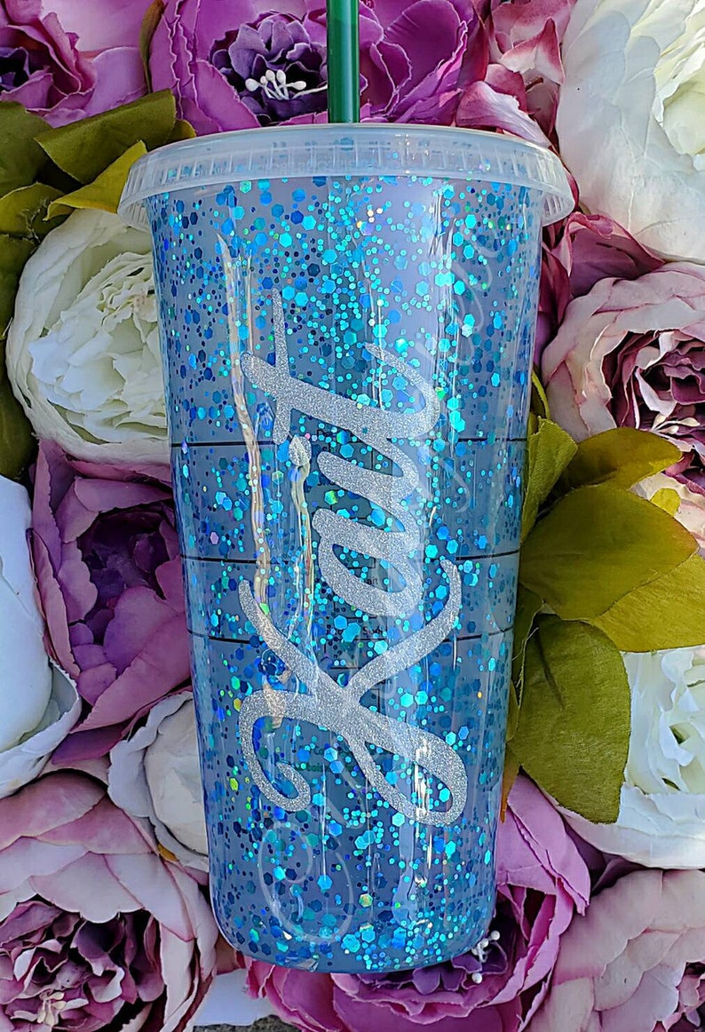 Starbucks resin epoxy glitter personalized reusable cold Etsy