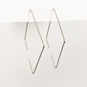 The Ophelia | handmade geometric threader earrings, rhombus-shaped wire, 16g, 18g, 20 gauge, silver, rose gold, gold wire, Gifts for Her