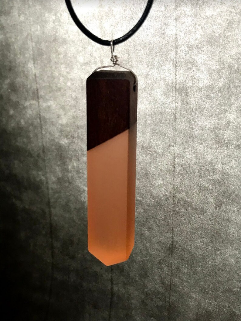Gifts for Her unisex jewelry Gifts for Him black leather cord The Taylor handmade adjustable length wood and resin necklace
