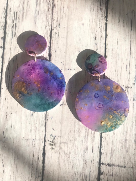 Watercolor clay earrings outlet