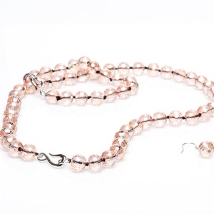 The Collection M | Estelle &quot;1950&#39;s Femme Fatale&quot; beaded jewelry set, peach quartz crystal beads, necklace, bracelet, earrings, Gifts for Her
