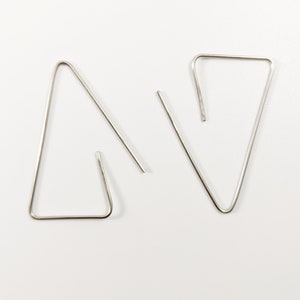 The mini Daria | handmade geometric threader earrings, 20 gauge ear wires, silver, rose gold, gold, triangular hoops, Gifts for Her