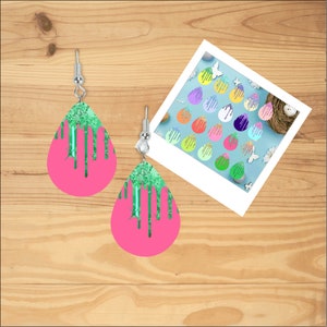 round tear drop glitter dripping svg, glitter svg, dripping earrings svg