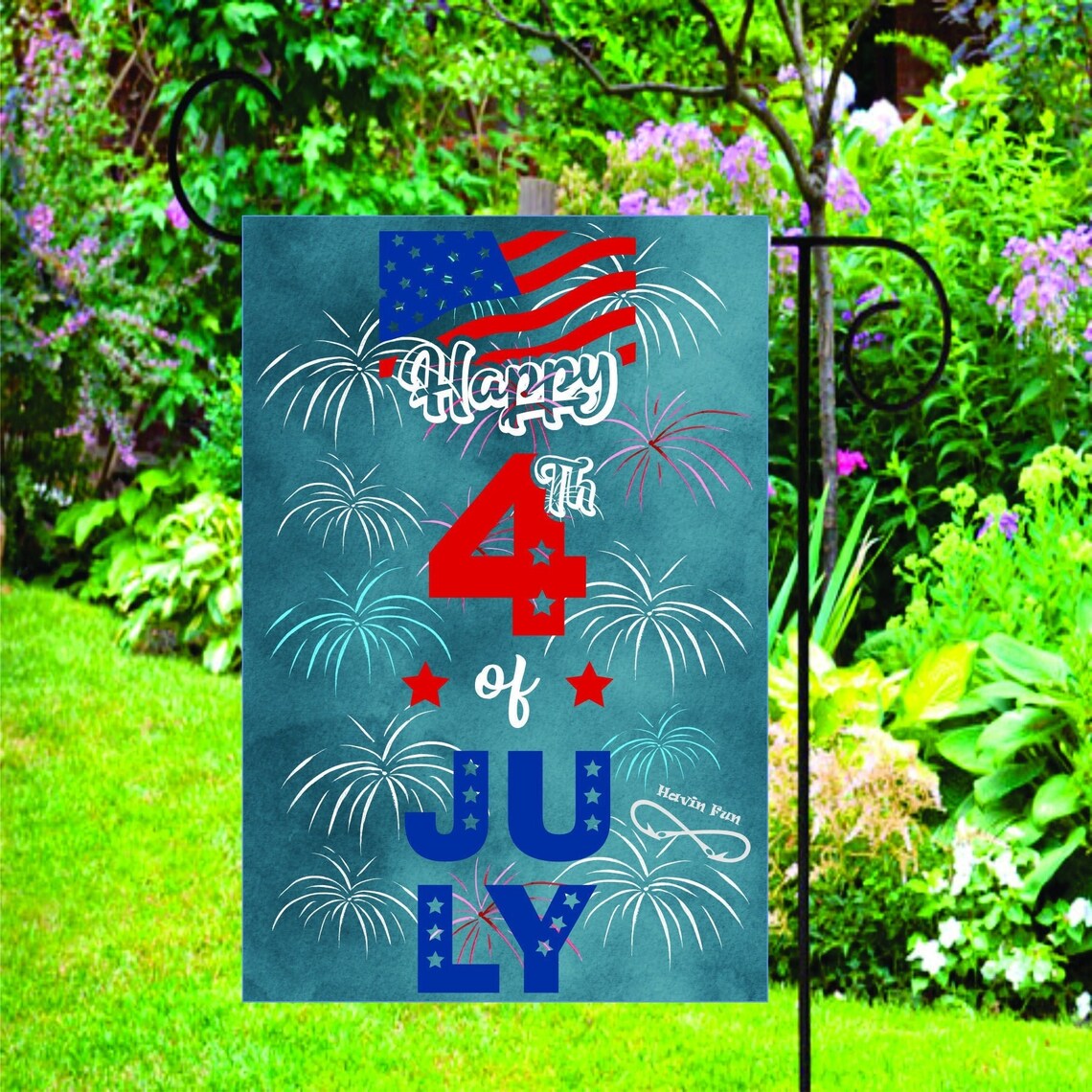 4th of July Garden Flag Svg Sublimation Designs Digital Art Etsy Canada