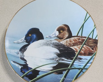 Vintage Collector Plate, "The Lesser Scaup". Designed from the Federal Duck Stamp 1989-90. Artist is Neal Anderson. Gold Edge. No damage.