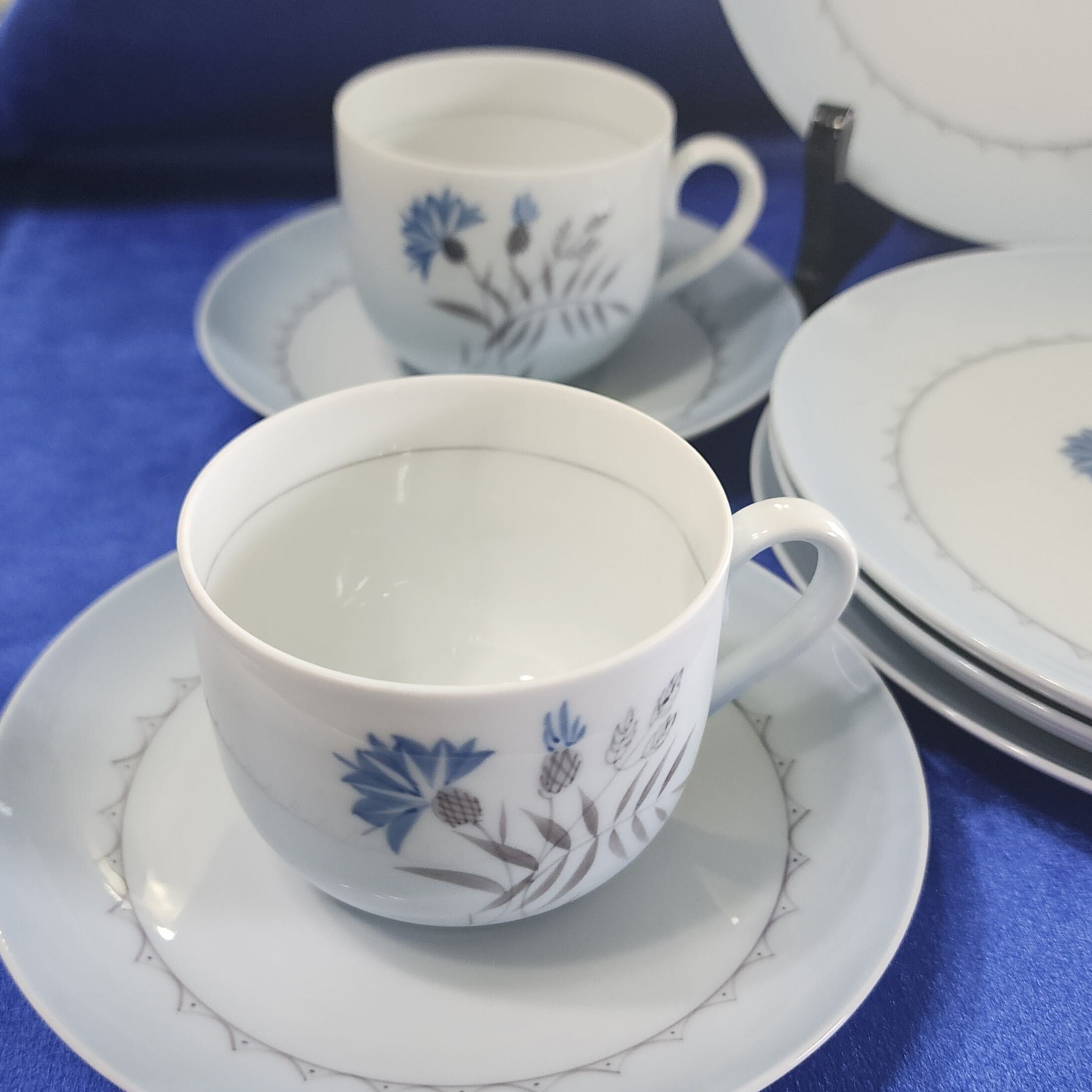 Assiettes Creuses Bing & Grøndahl - Bleu Cannelé - Danemark - Vintage