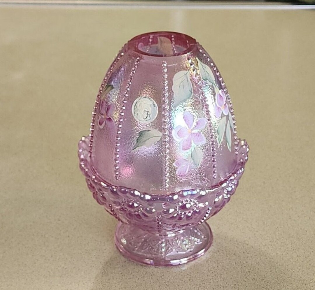 Vintage FENTON 95th Anniversary Fairy Lamp, Empress Rose