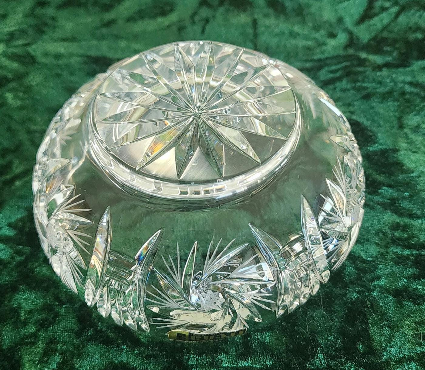 オールドIrena クリスタルガラス ハンドメイド Vintage IRENA Made in POLAND Lead Crystal Cut Small Bowl With