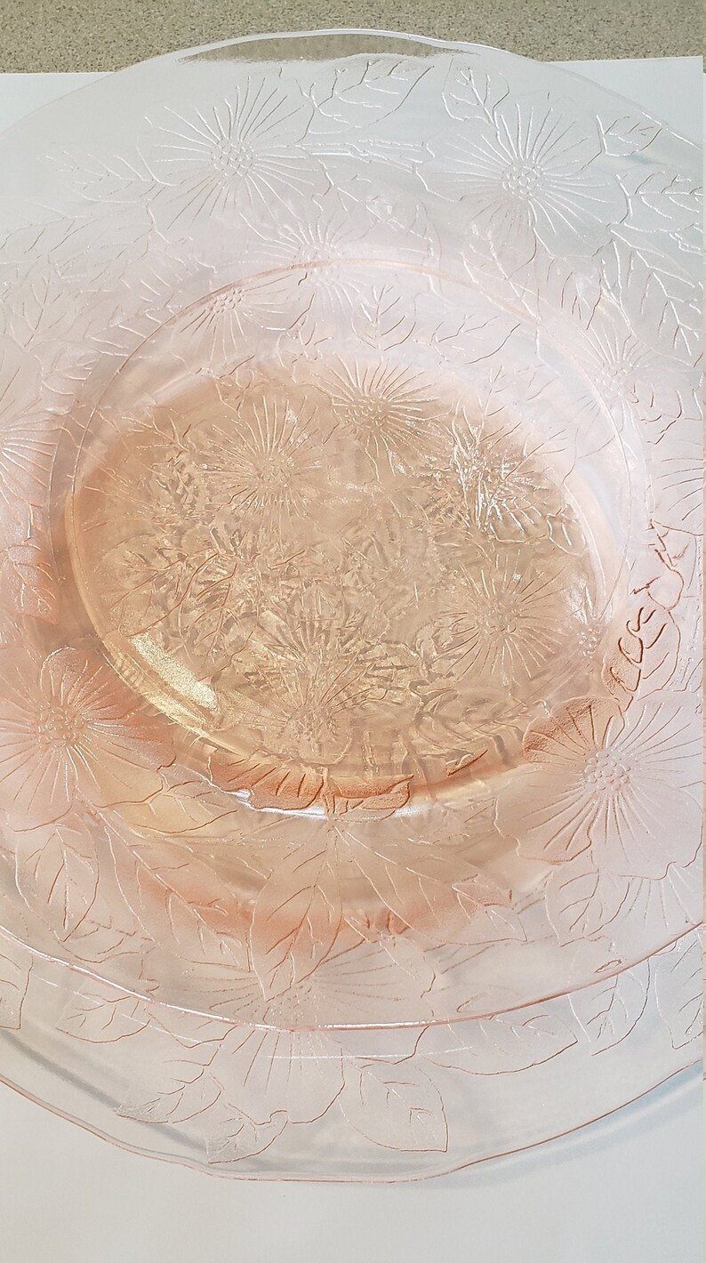 Pink Depression Glass DOGWOOD 2 Luncheon Plates Vintage 1930 Etsy