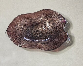 Mid Century Murano Copper Aventurine Dish Ashtray Large  display picture 2