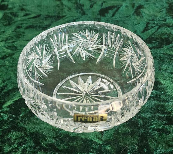 オールドIrena クリスタルガラス ハンドメイド Vintage IRENA Made in POLAND Lead Crystal Cut Small Bowl With