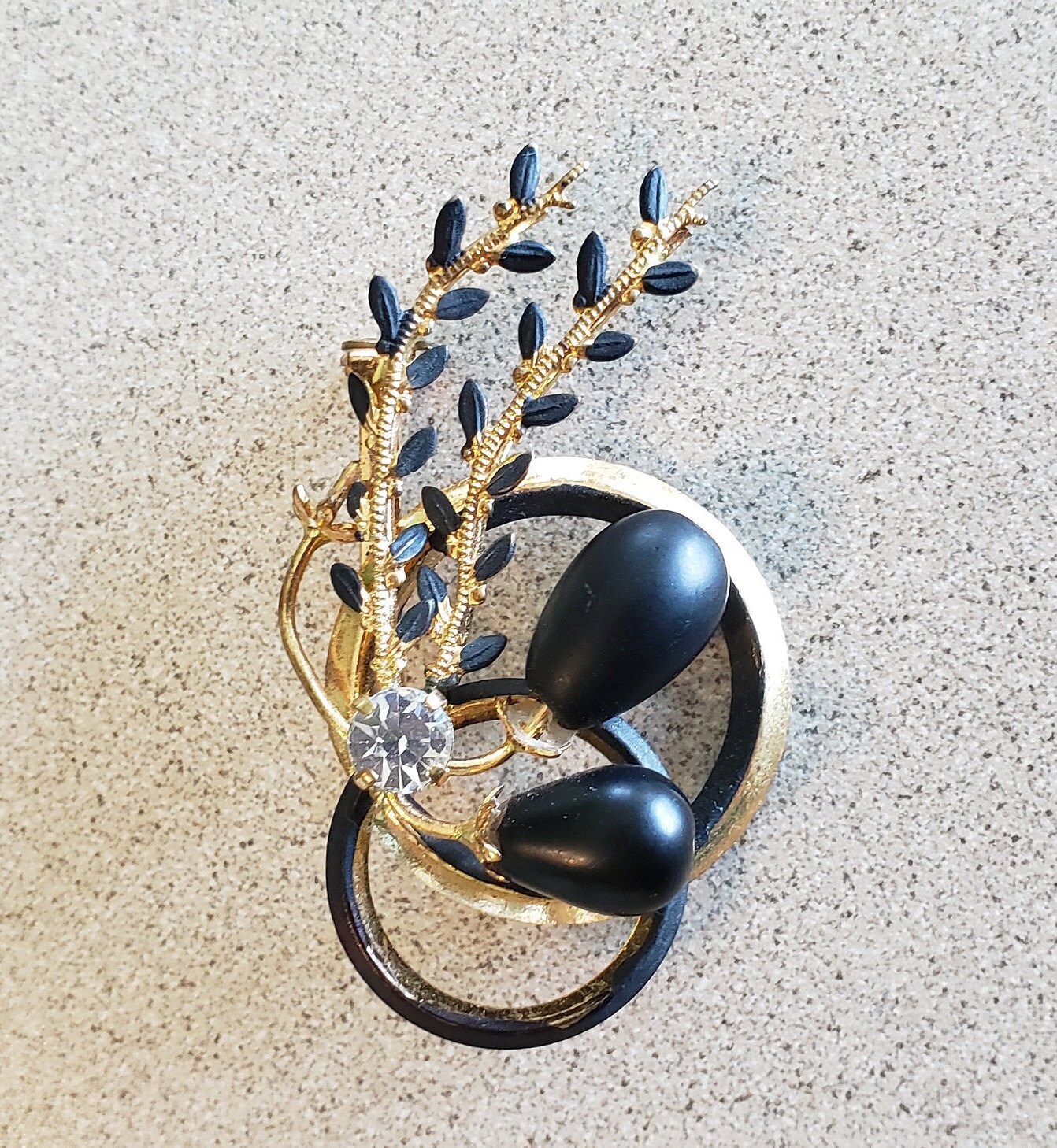 希少！Austria 定価20000 タグ付　ヴィンテージ ブローチ8170 Vintage Made in Austria BROOCH With Matte Black Circles