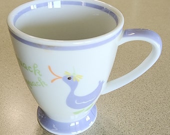 Vintage Starbucks 2007 Duck Quack Spring Cup Holds 7 ounces Demitasse Tea  Espresso Lilac Lavender Green 3 1/2 inches tall. No damage.