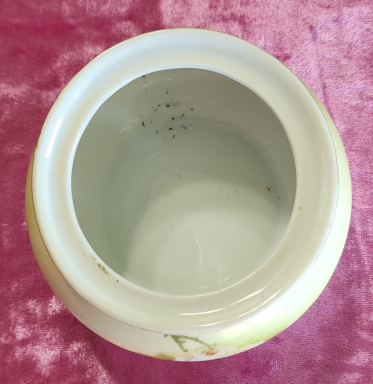 Antique Hair Receiver Porcelain Hand Painted Marked Bavaria 