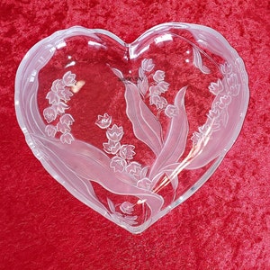 Frosted Crystal Heart by Savoir Vivre Crystal, CHRISTINA, 10 1/2 inches, unused, in original box. Great piece for Valentines, Wedding, etc.