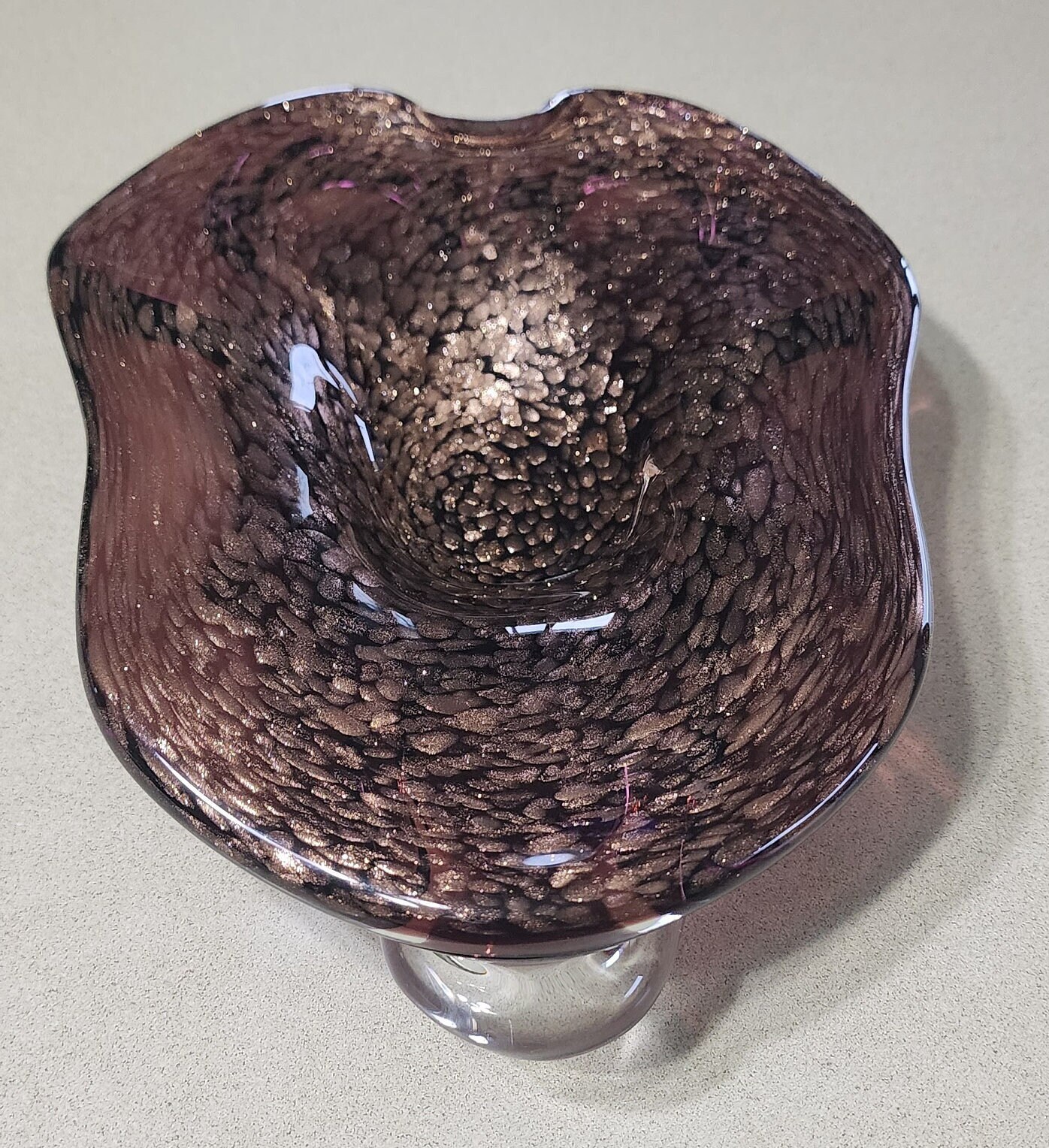 Mid Century Murano Copper Aventurine Dish Ashtray Large  display picture 1
