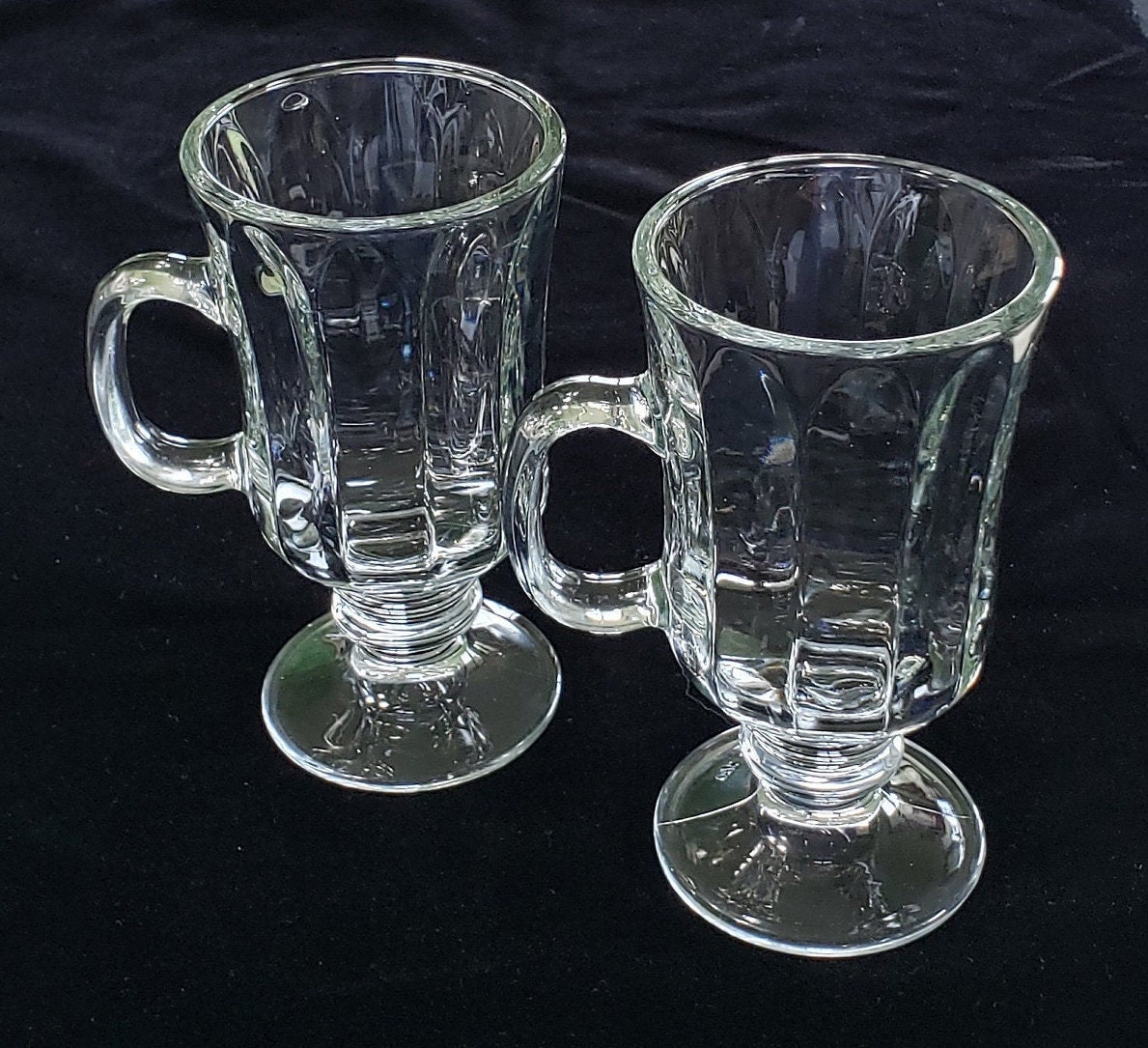 Crystalia Set of 2 Irish Coffee, Latte, Cappuccino and Hot Chocolate Glass Mugs with Handle, 7 3/4 oz, Clear