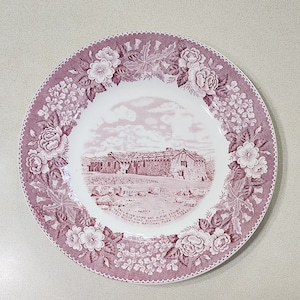 Vintage Mulberry Purple Transferware by Old English Staffordshire Ware Plate of Fall River Store in Rocky Mountain National Park Colorado.