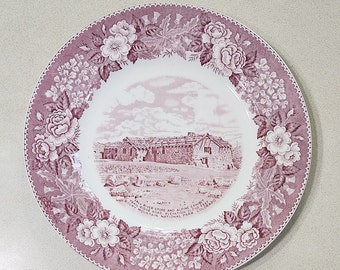 Vintage Mulberry Purple Transferware by Old English Staffordshire Ware Plate of Fall River Store in Rocky Mountain National Park Colorado.