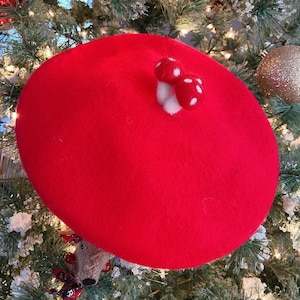 Mushroom Beret, Red Beret Hat, Beret Hat, French Beret, Wool Beret, Tam Hat, Beret for Girl, Beret for Women, Beret for Baby, Beret for Kids