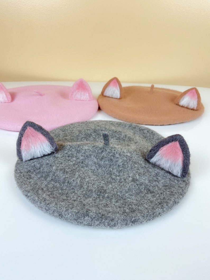 Cat Beret Cat Ear Beret Beret Hat French Beret Wool Beret Etsy