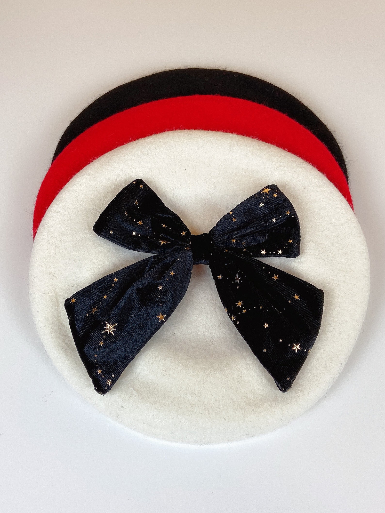 Black Beret Bow Beret French Beret Wool Beret Fall Etsy