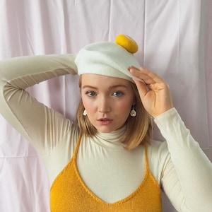 Egg Beret with Matching Earrings, Easter gifts for kids, French Beret, Wool Beret, Tam, Beret Girl, Beret for Women image 5