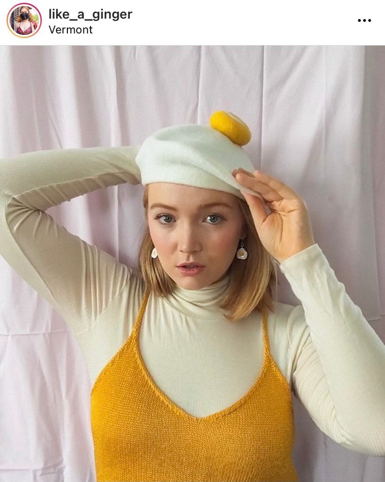 Egg Beret with Matching Earrings, Easter gifts for kids, French Beret, Wool Beret, Tam, Beret Girl, Beret for Women image 5