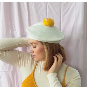 Egg Beret with Matching Earrings, Easter gifts for kids, French Beret, Wool Beret, Tam, Beret Girl, Beret for Women image 6