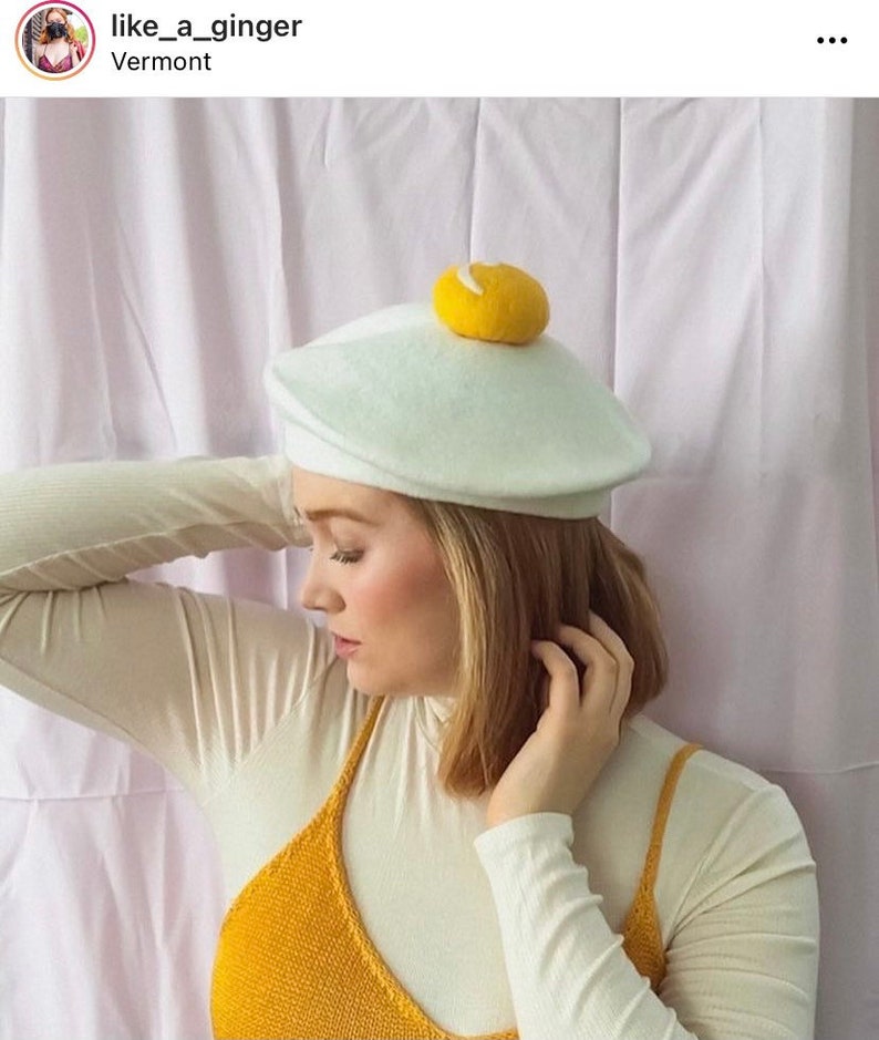 Egg Beret with Matching Earrings, Easter gifts for kids, French Beret, Wool Beret, Tam, Beret Girl, Beret for Women image 6