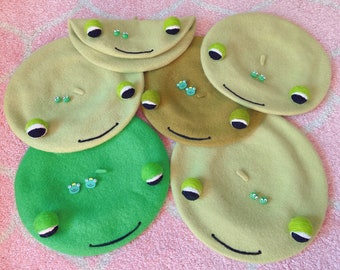 Frog Hat with Matching Earrings, Beret Hat, French Wool Beret, Tam Hat, Beret for Girl, Beret for Women, Beret for Baby, Beret for Kids