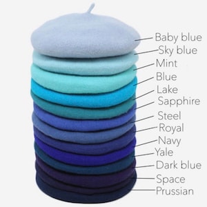 Blue Wool Beret: French Style Hat for Women, Girls, Baby