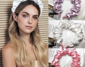 Ruched Ruffle Headband Satin Scrunchie Headband Crown - Etsy Ruched Ruffle Headband Satin Scrunchie Headband Crown - Etsy