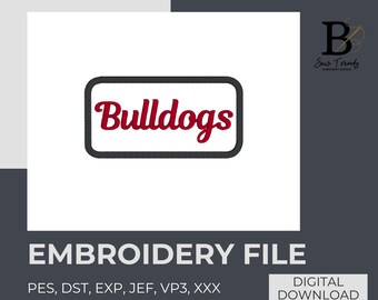 Bulldogs-borduurpatchbestand, machineborduurbestand mascotte, patchontwerp truckerhoed