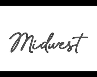 Midwest Script Hat borduurontwerp | Hoed-borduurbestand | Directe digitale download