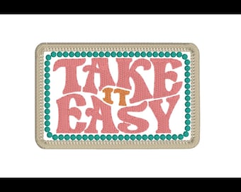 Take It Easy Hat-patchbestand, machineborduurbestand, patchontwerp truckerhoed
