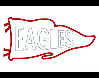 Eagles Pennant Applique Embroidery Design  Spirit Wear School Team Sports Patch  Instant Digital Download