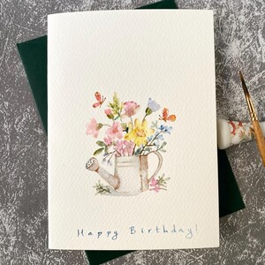Carte de fleurs d'anniversaire, carte de voeux aquarelle, aquarelle originale, carte colorée, carte faite main avec enveloppe, carte vierge