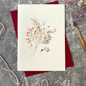 Weihnachtsgrußkarte, Aquarell Grußkarte, Original Aquarellmalerei, Weihnachtskarte, handgemachte Karte mit Umschlag, Blankokarte
