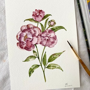 Aquarell Blumen, handgemalt, Aquarell Kunst, Kein Druck, 13 x 18 cm, botanische Kunst, florale Kunst, farbenfrohe Kunst