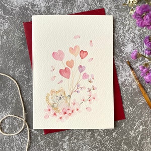 Jolie carte de voeux animal, carte de voeux aquarelle, aquarelle originale, carte d'anniversaire, carte faite main avec enveloppe, carte vierge,
