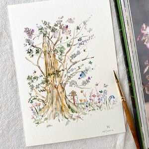 Blumen & Gemälde, Original, handgemalt, Wanddekor, Aquarell, kein Druck, 13 x 18 cm, botanische Kunst, Kunst, Wandkunst, Blumenkunst
