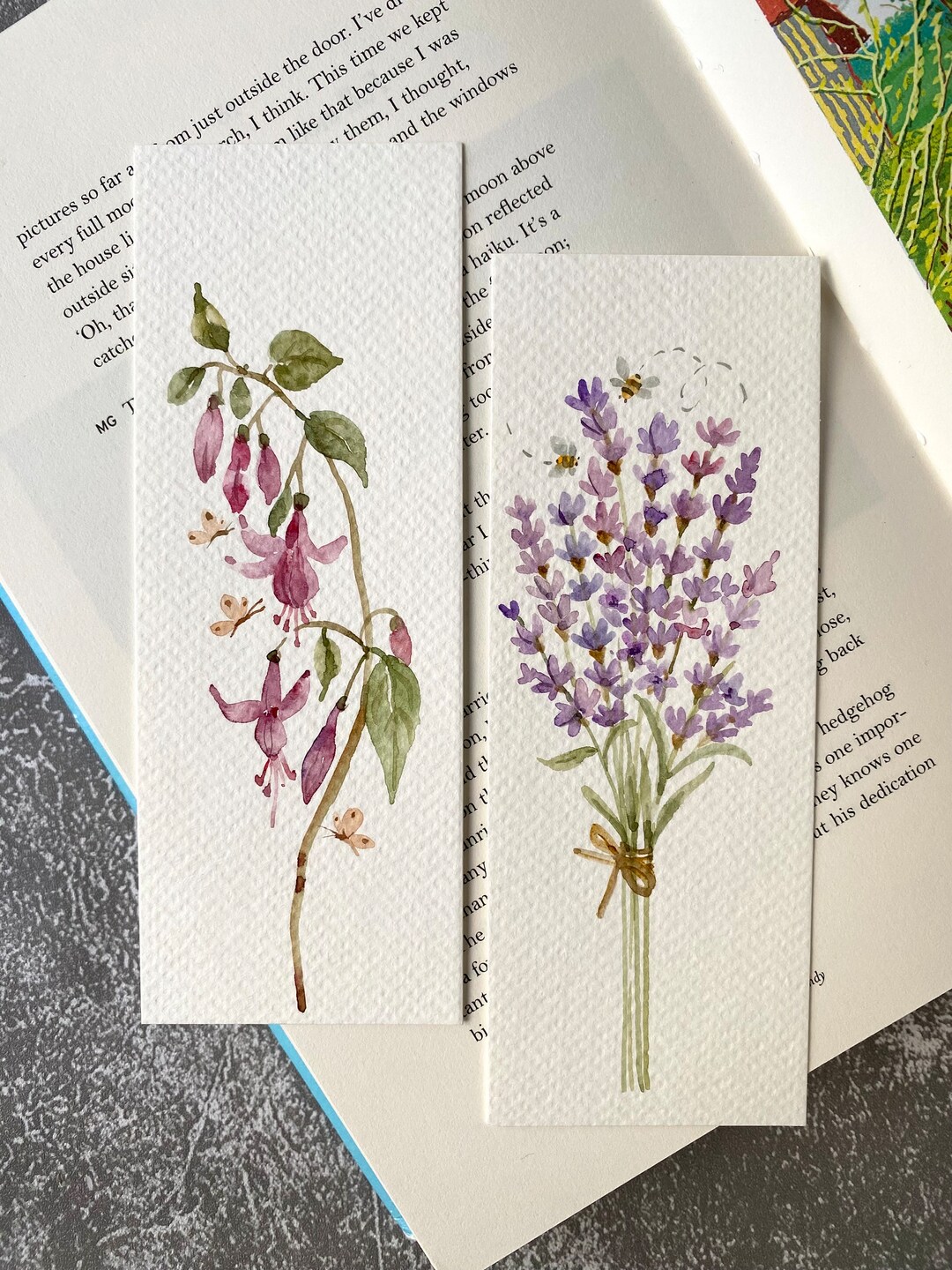 Watercolour Flower Bookmarks Original Watercolor Painting - Etsy